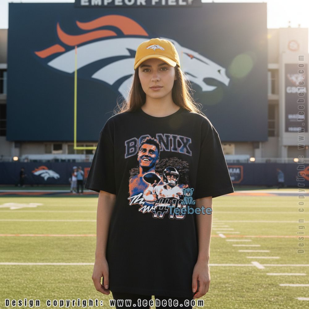 Bo Nix Denver Number 10 Signature Shirt