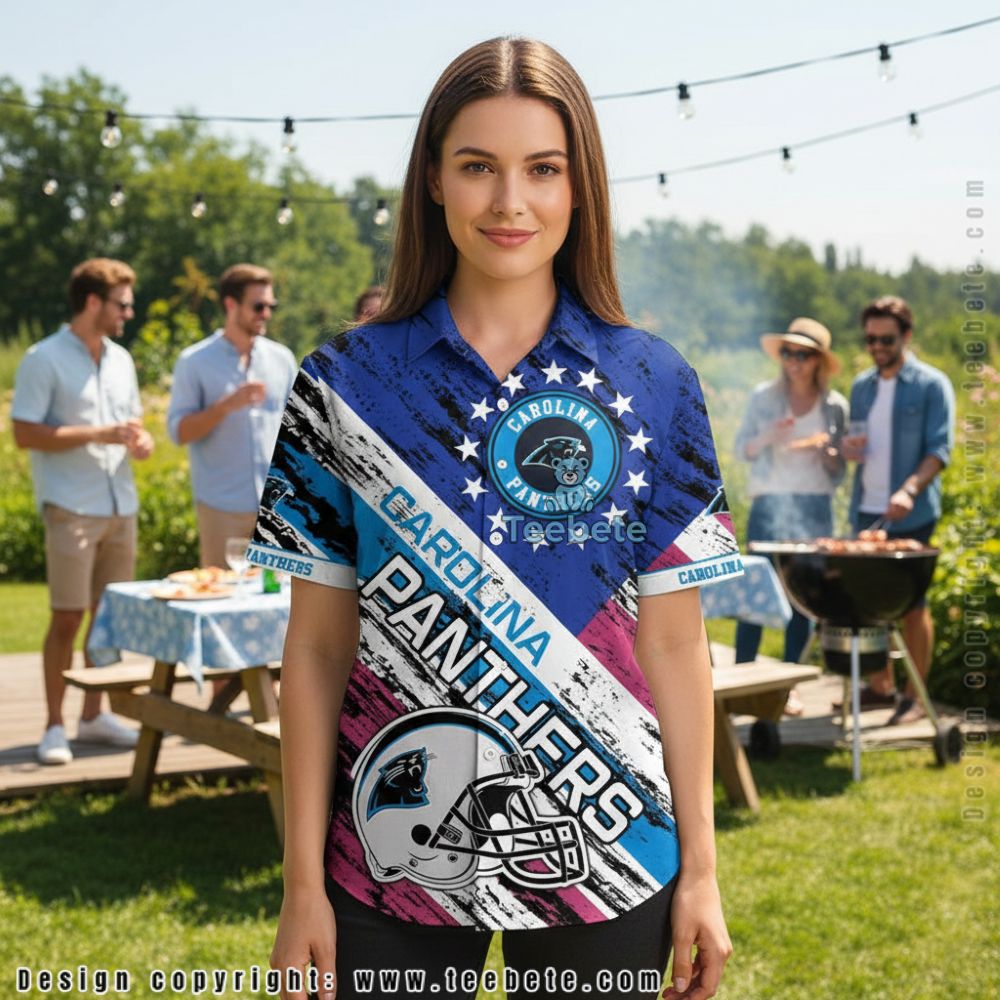 Carolina Panthers Blue Rose Men Women Short Sleeve Shirt