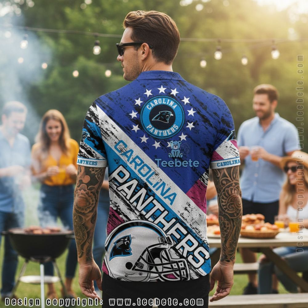 Carolina Panthers Blue White Grunge Splatter Pattern Aloha Shirt Version 2 Carolina Panthers Blue White Grunge Splatter Pattern Aloha Shirt Version 2