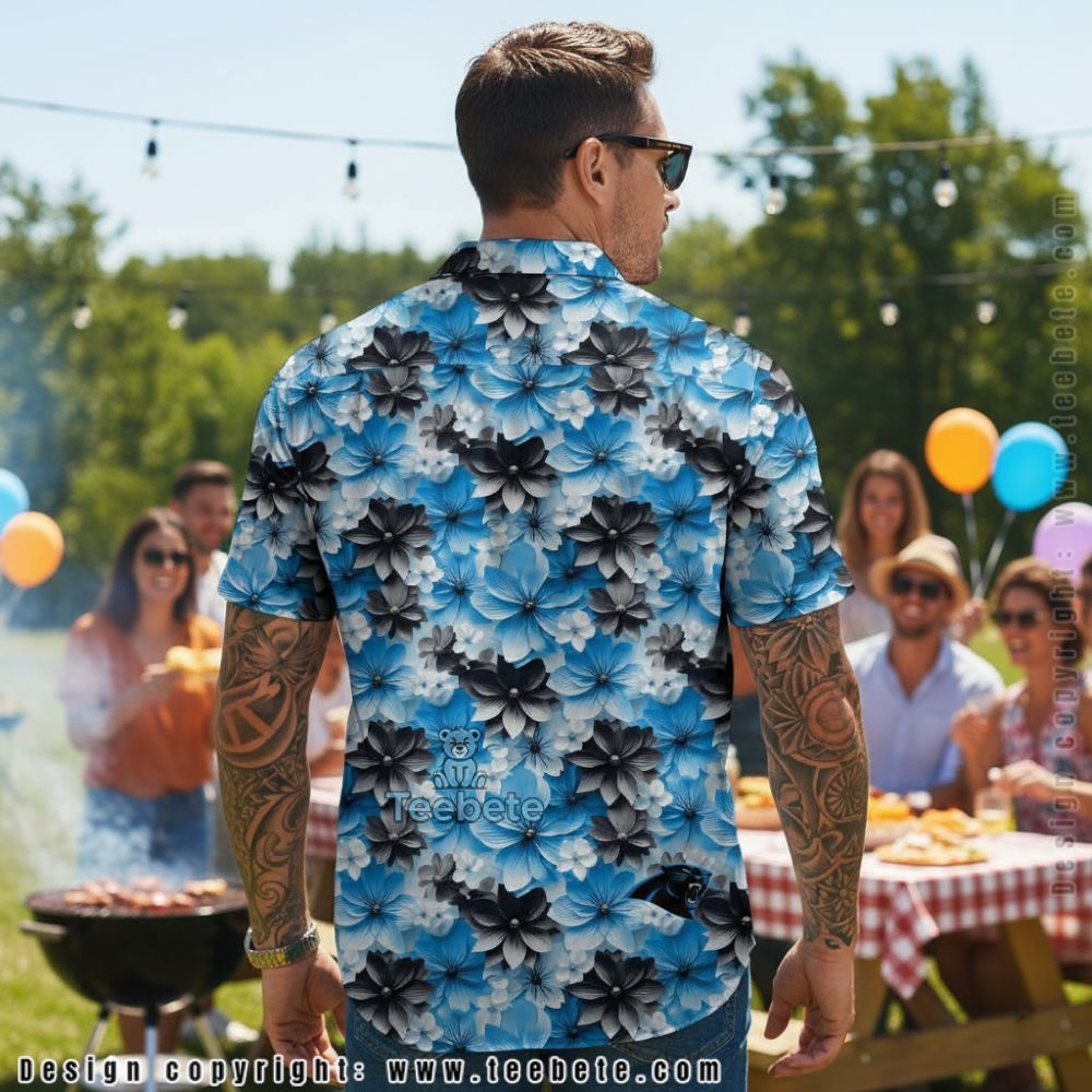 Carolina Panthers Floral Tropical Summer Pattern Hawaiian Shirt Version 2 Carolina Panthers Floral Tropical Summer Pattern Hawaiian Shirt Version 2