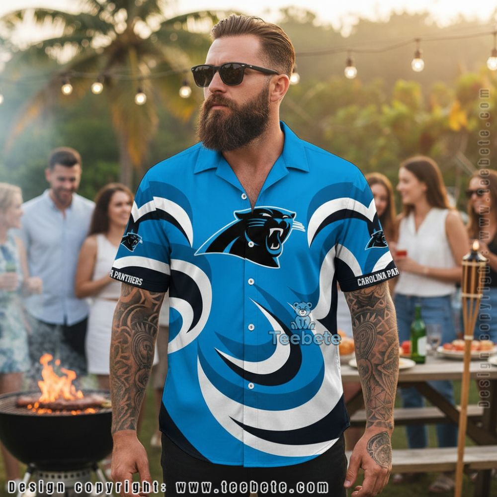 Carolina Panthers Flamingo Palm Tree Aloha Party Shirt