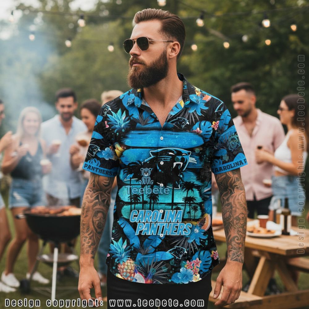 Carolina Panthers NFL Pineapple Hibiscus Floral Beach Shirt