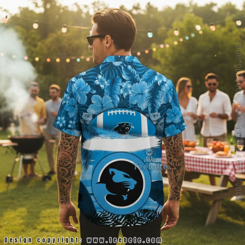Carolina Panthers Personalize Name Floral Tropical NFL Hawaiian Shirt Version 2 Carolina Panthers Personalize Name Floral Tropical NFL Hawaiian Shirt Version 2