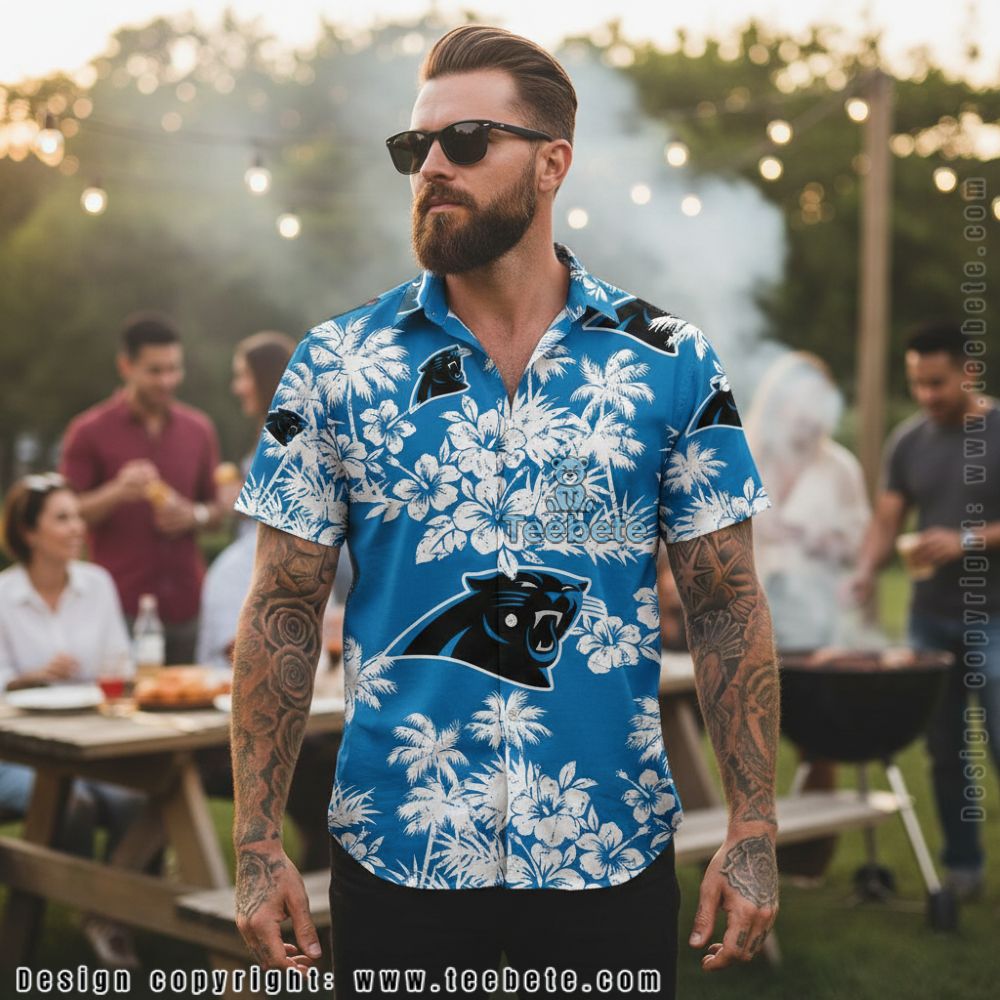 Carolina Panthers Tiki Culture Doodle Art Summer Hawaiian Shirt