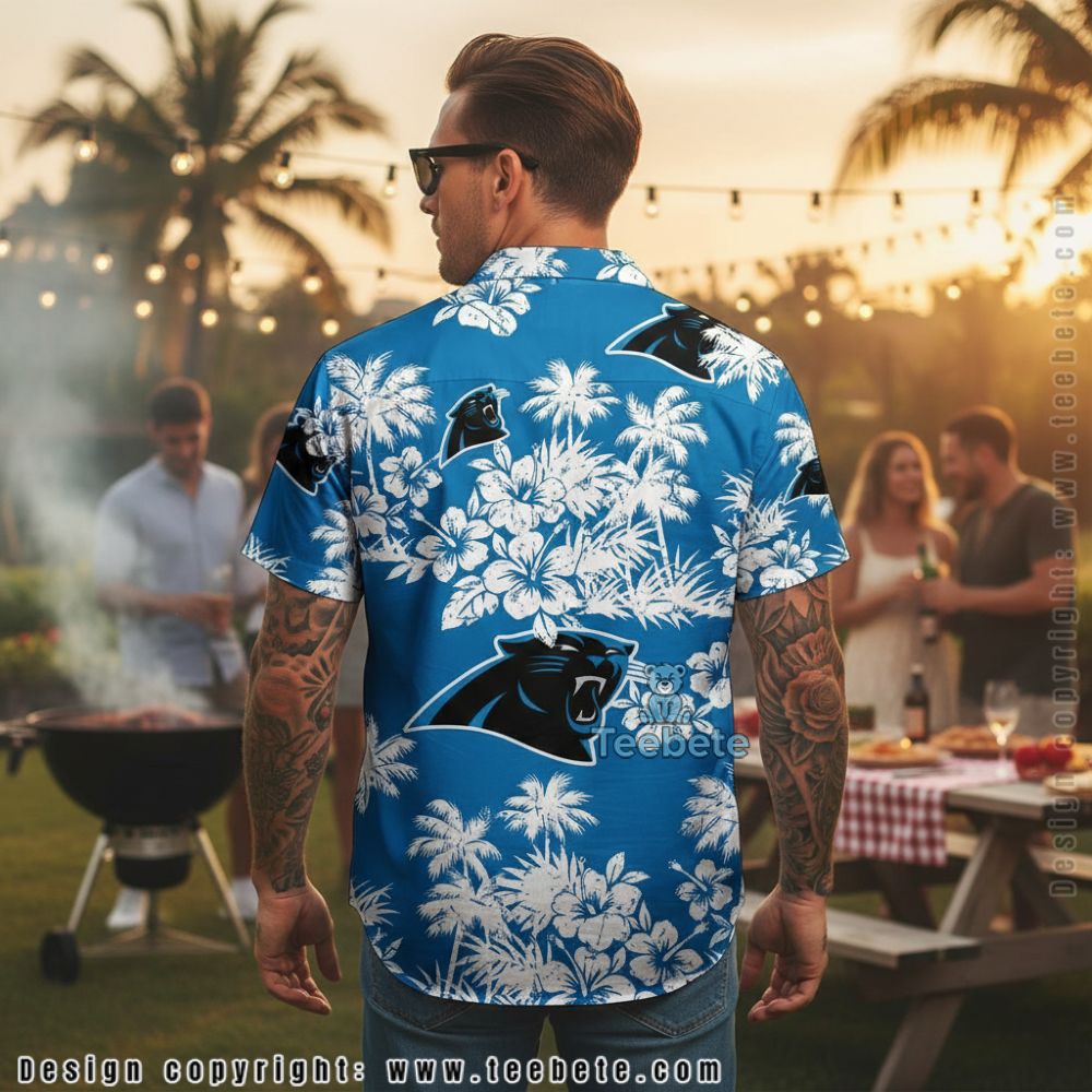 Carolina Panthers Tropical Floral Hibiscus Summer Beach Shirt Version 2 Carolina Panthers Tropical Floral Hibiscus Summer Beach Shirt Version 2