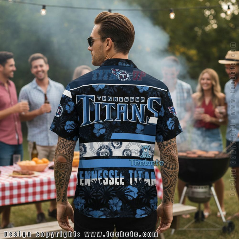 Custom Name Tennessee Titans Hibiscus Flower Hawaiian Shirt Version 2 Custom Name Tennessee Titans Hibiscus Flower Hawaiian Shirt Version 2