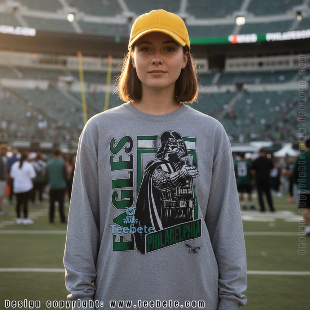 Darth Vader Philadelphia Eagles Midnight Green Fan Long Sleeve Darth Vader Philadelphia Eagles Midnight Green Fan Long Sleeve