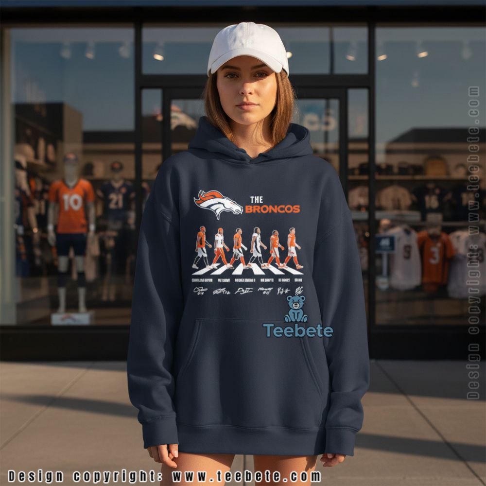 Denver Broncos Abbey Road Players Signatures Cotton Hoodie Denver Broncos Abbey Road Players Signatures Cotton Hoodie