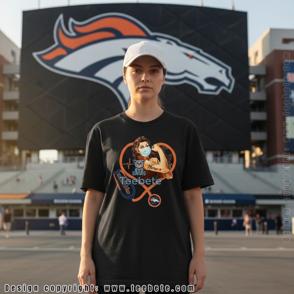Denver Broncos Registered Nurse Strong Rosie The Riveter Heart Shirt