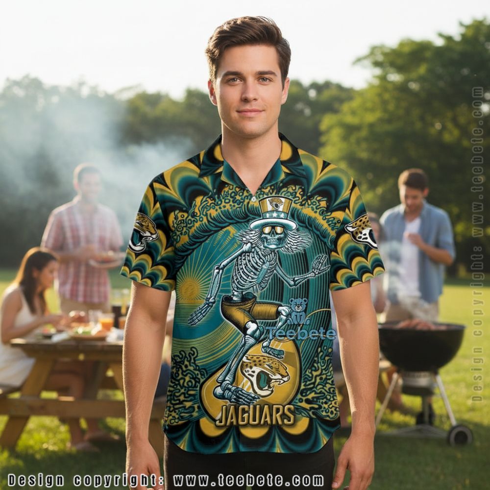 Jacksonville Jaguars Blue Lily Floral Pattern Hawaiian Shirt