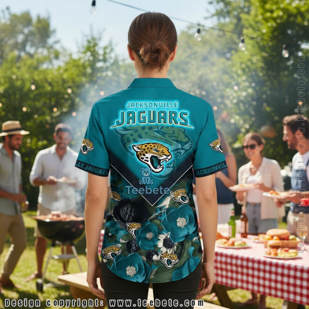 Jacksonville Jaguars Plumeria Flower Pattern Button Up Summer Shirt Version 2 Jacksonville Jaguars Plumeria Flower Pattern Button Up Summer Shirt Version 2