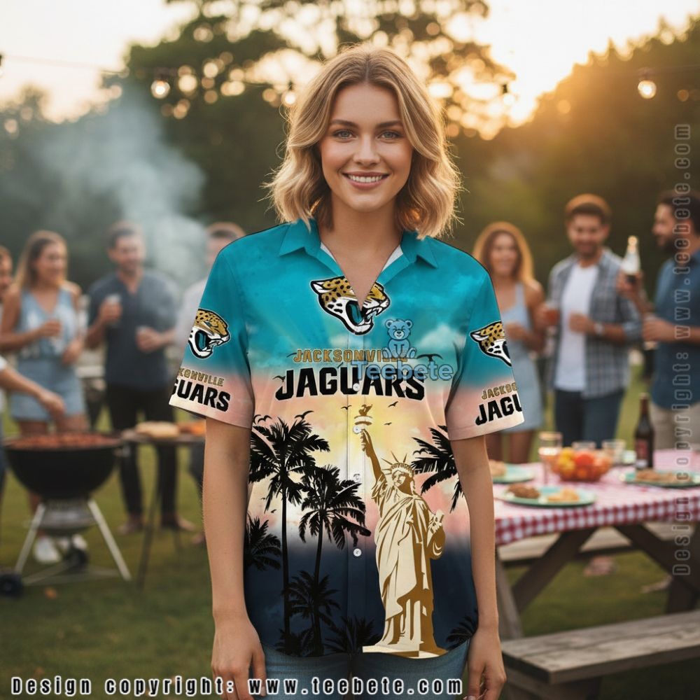 Jacksonville Jaguars Teal Skull All Over Print Summer Beach Shirt