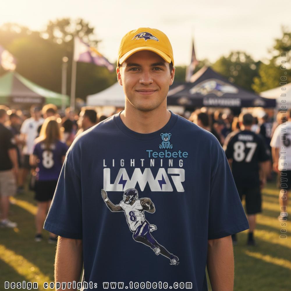 Lightning Lamar Jackson Baltimore Ravens 8 Purple Lightning Shirt