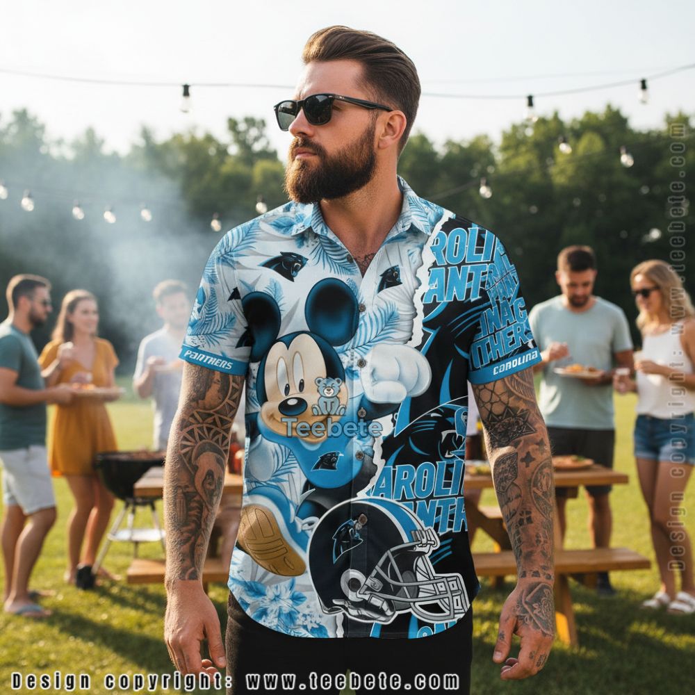 Gothic Carolina Panthers Skull Bandana Print Beach Button Up Shirt Gothic Carolina Panthers Skull Bandana Print Beach Button Up Shirt