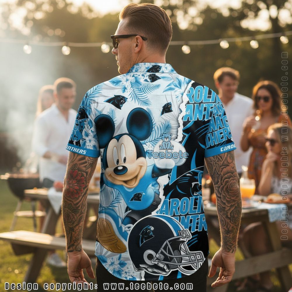 Mickey Mouse Carolina Panthers Blue Tropical Summer Hawaiian Shirt Version 2 Mickey Mouse Carolina Panthers Blue Tropical Summer Hawaiian Shirt Version 2