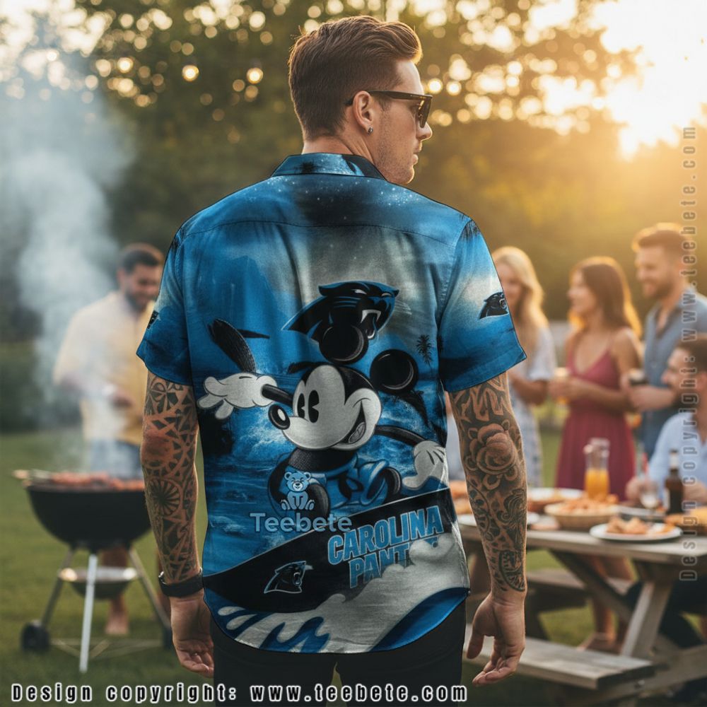 Mickey Mouse Surfing Carolina Panthers Tropical Hawaiian Shirt Version 2 Mickey Mouse Surfing Carolina Panthers Tropical Hawaiian Shirt Version 2