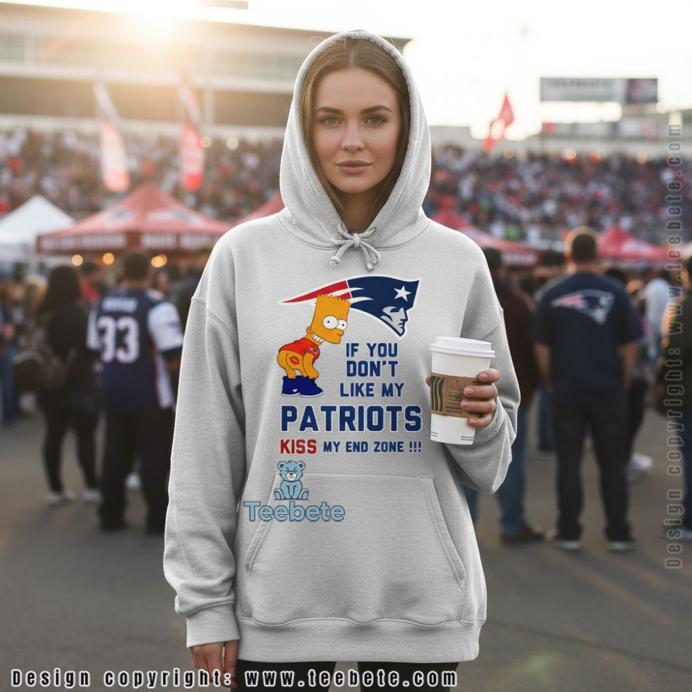New England Patriots Bart Simpson Kiss My End Zone Hoodie New England Patriots Bart Simpson Kiss My End Zone Hoodie