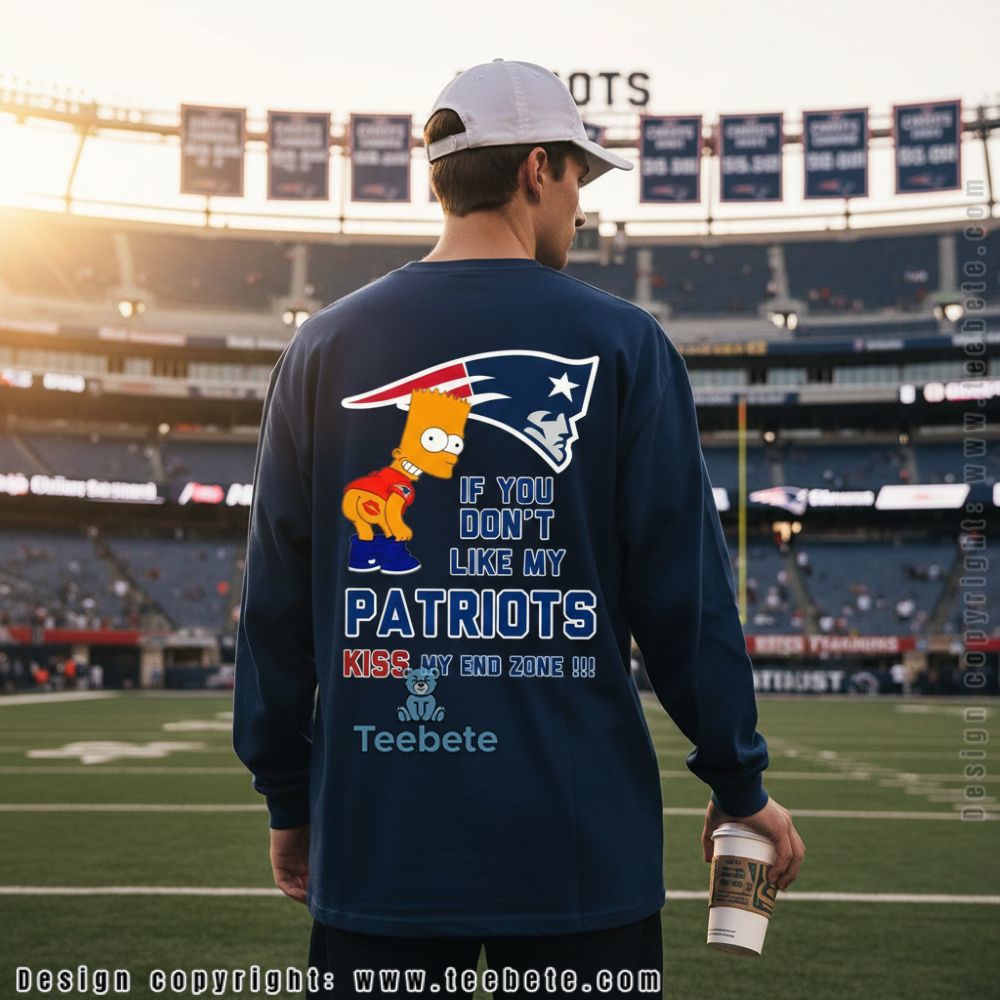 New England Patriots Bart Simpson Kiss My End Zone Long Sleeve New England Patriots Bart Simpson Kiss My End Zone Long Sleeve