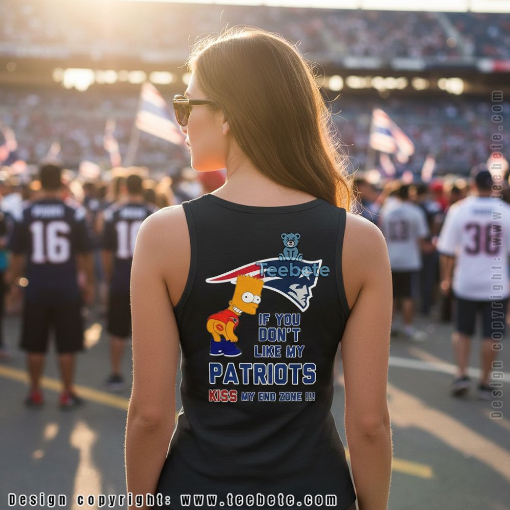 New England Patriots Bart Simpson Kiss My End Zone Tanktop New England Patriots Bart Simpson Kiss My End Zone Tanktop