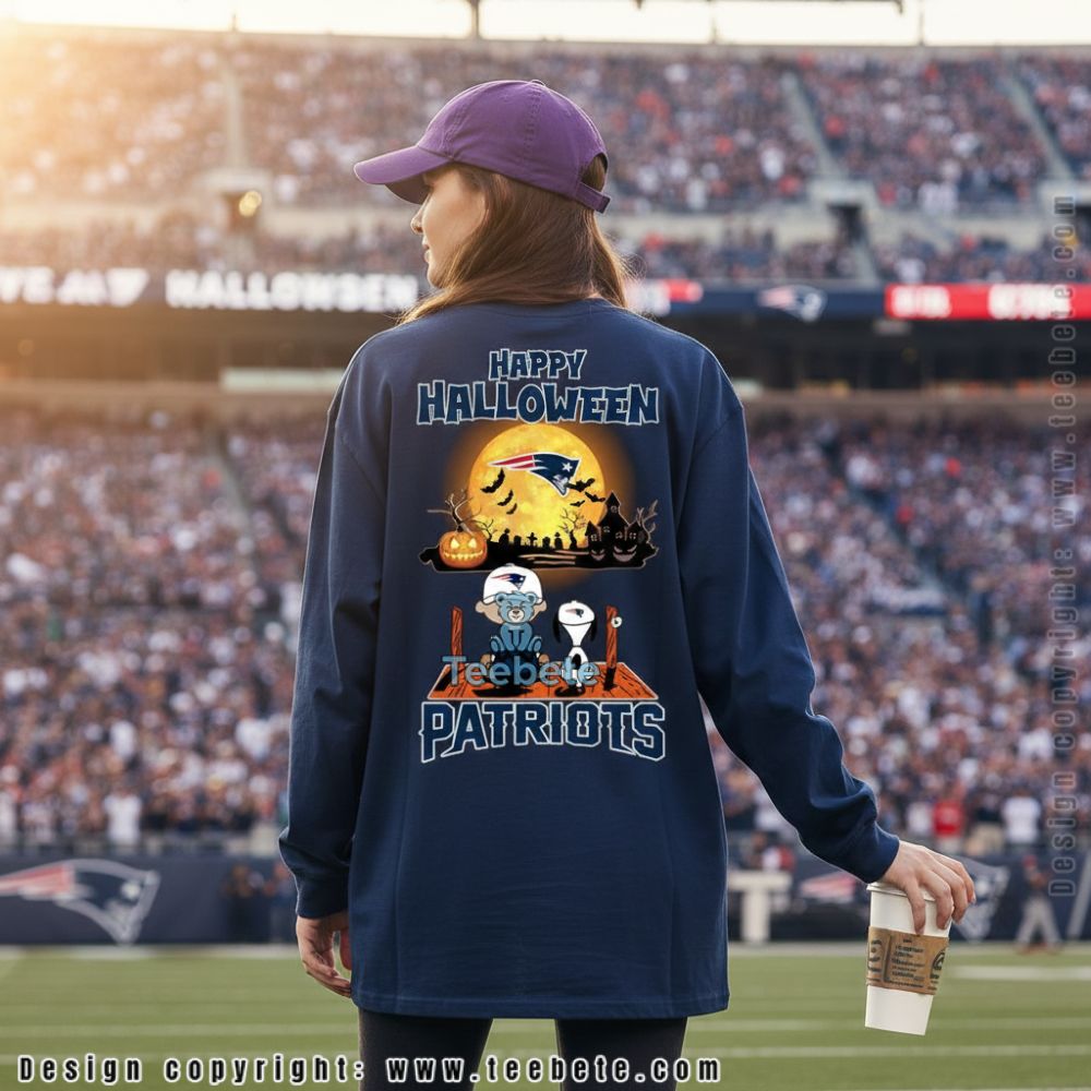 New England Patriots Happy Halloween Snoopy Charlie Brown Long Sleeve New England Patriots Happy Halloween Snoopy Charlie Brown Long Sleeve