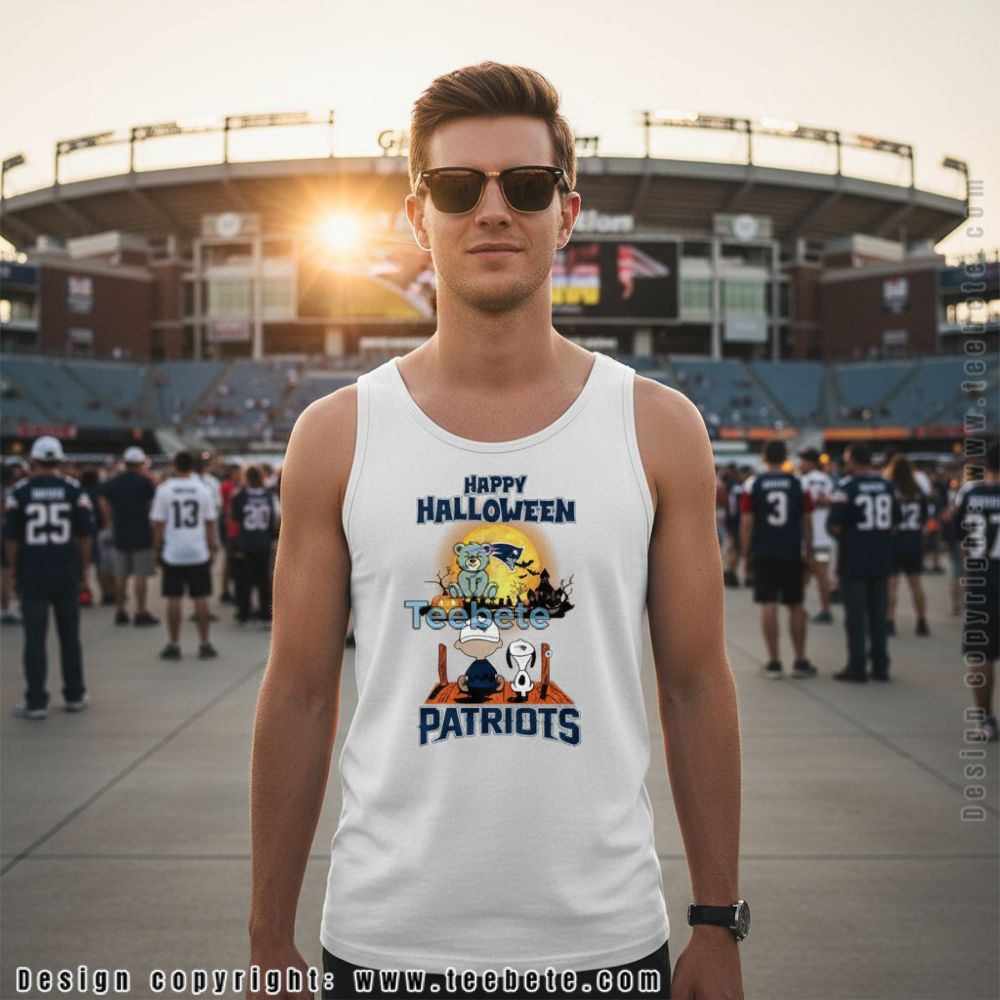 New England Patriots Happy Halloween Snoopy Charlie Brown Tanktop New England Patriots Happy Halloween Snoopy Charlie Brown Tanktop