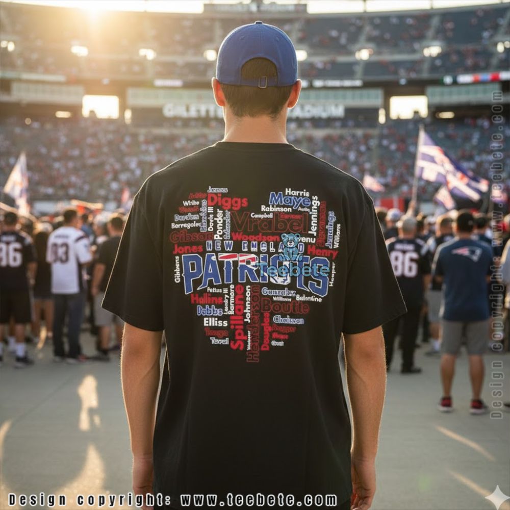 New England Patriots Heart Shape Players Names List Shirt