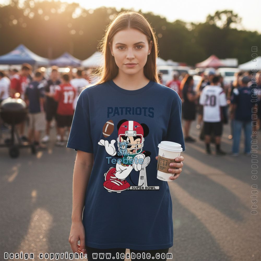 New England Patriots Mickey Mouse Super Bowl Football Shirt