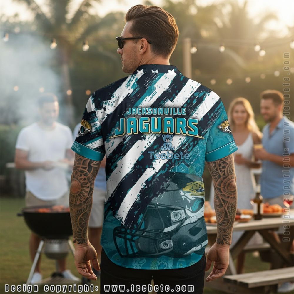 Personalized Teal Jacksonville Jaguars American Flag Hawaiian Shirt Version 2 Personalized Teal Jacksonville Jaguars American Flag Hawaiian Shirt Version 2