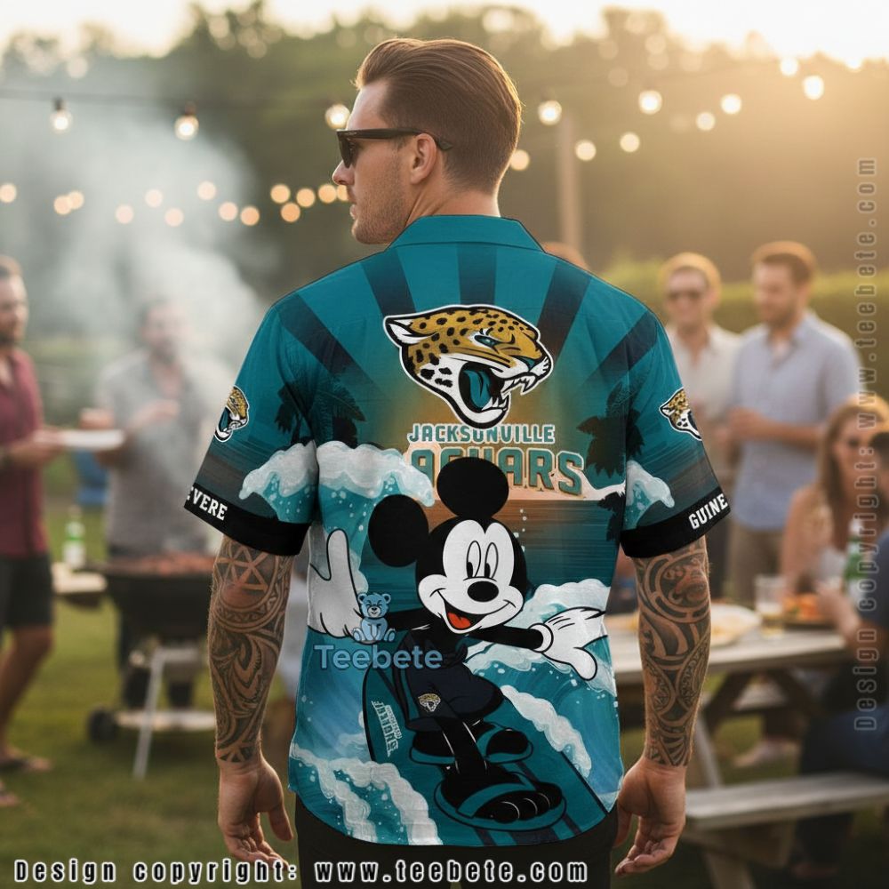 Personalized Teal Jacksonville Jaguars Mickey Mouse Tropical Beach Hawaiian Shirt Version 2 Personalized Teal Jacksonville Jaguars Mickey Mouse Tropical Beach Hawaiian Shirt Version 2