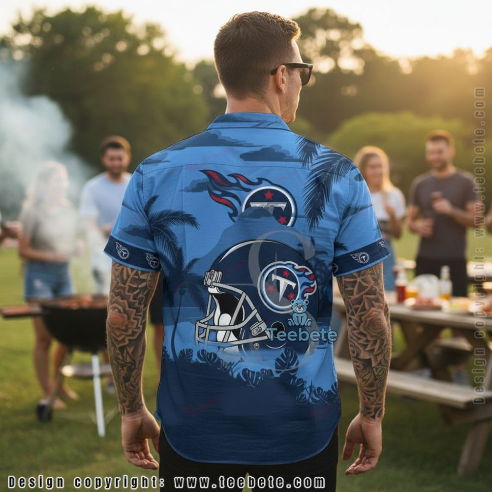 Personalized Tennessee Titans NFL Warrior Helmet Blue Floral Beach Shirt Version 2 Personalized Tennessee Titans NFL Warrior Helmet Blue Floral Beach Shirt Version 2