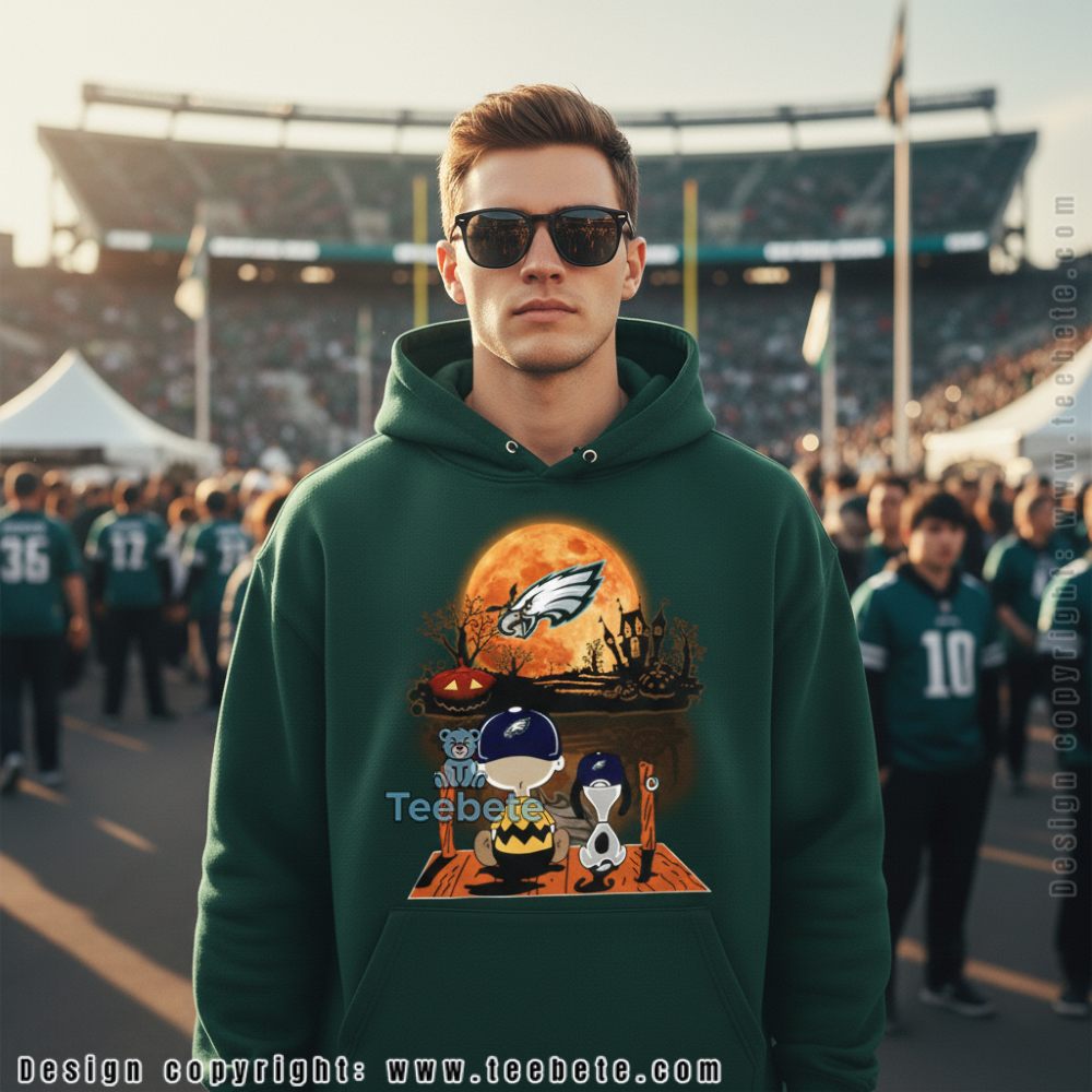 Philadelphia Eagles Halloween Snoopy Charlie Brown Moon Hoodie Philadelphia Eagles Halloween Snoopy Charlie Brown Moon Hoodie
