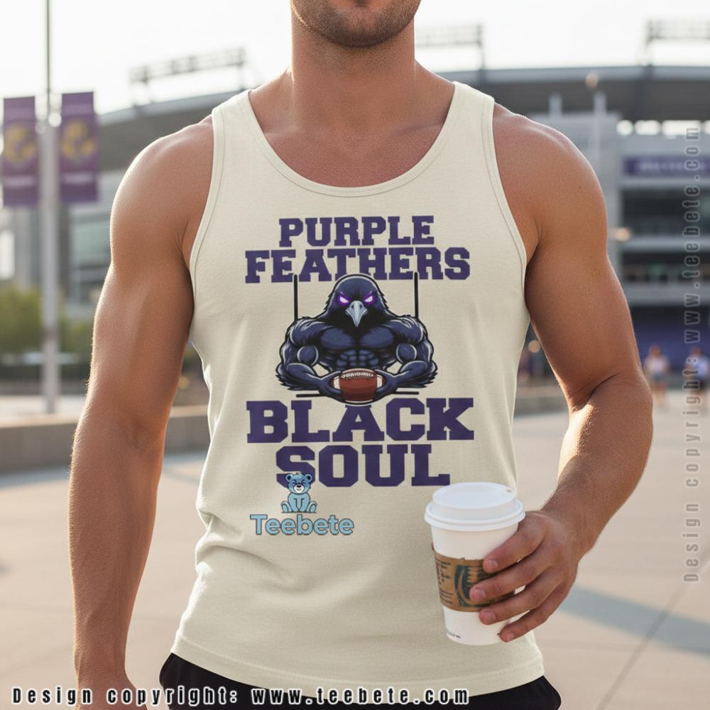 Purple Feathers Black Soul Muscular Raven Tanktop Purple Feathers Black Soul Muscular Raven Tanktop