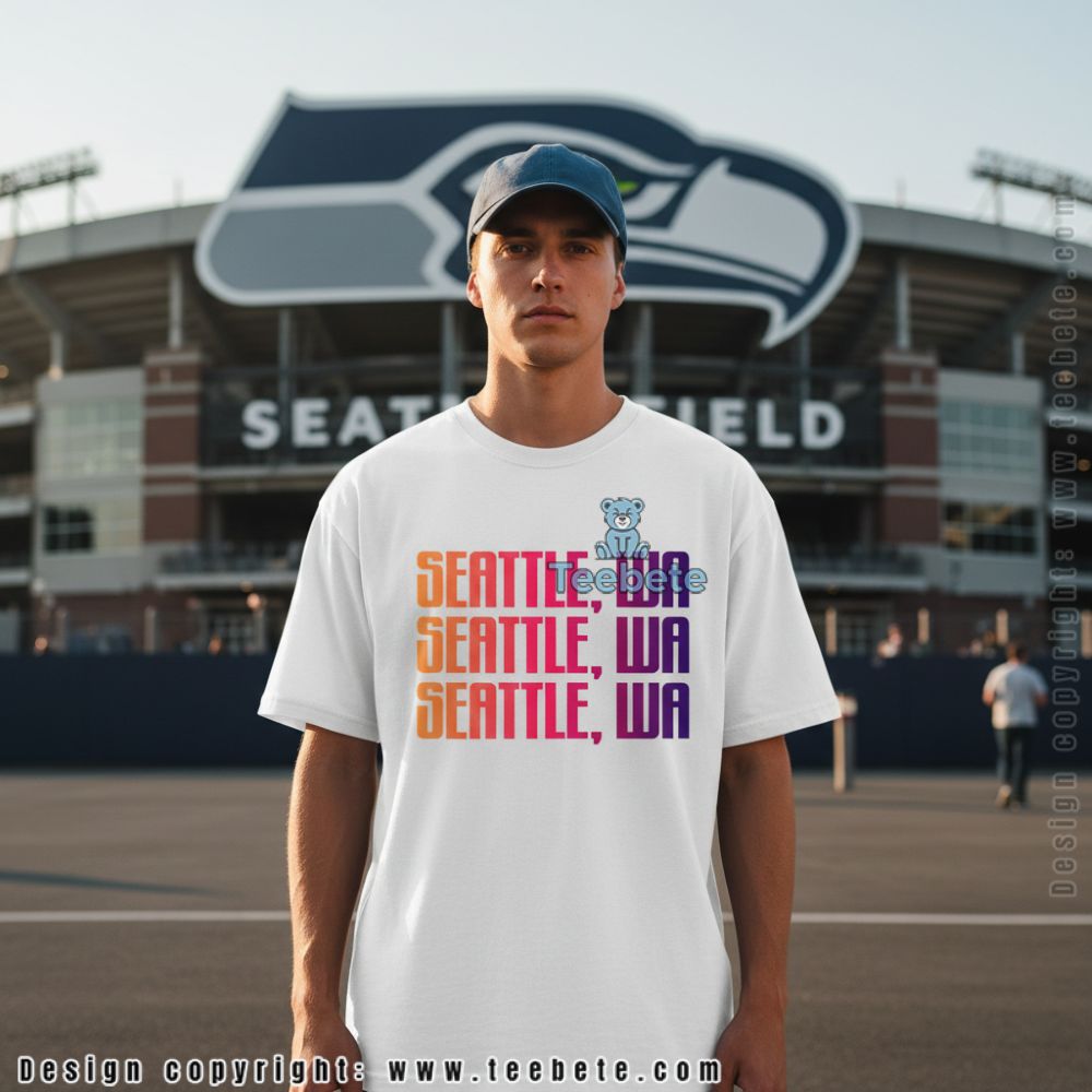 Seattle Wa Colorful Modern Typography Skyline Shirt
