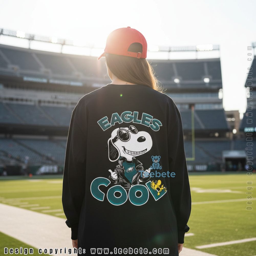 Snoopy Joe Cool Philadelphia Eagles Midnight Green Fan Long Sleeve Snoopy Joe Cool Philadelphia Eagles Midnight Green Fan Long Sleeve