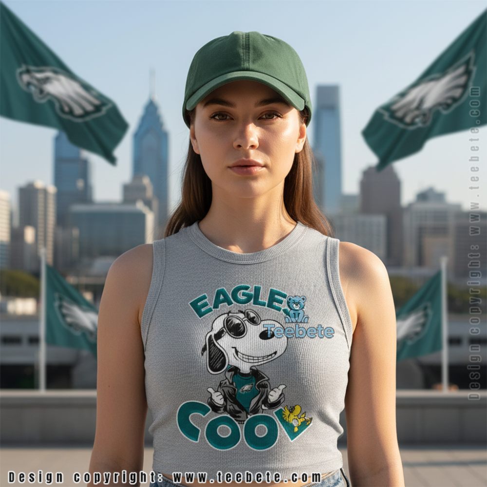 Snoopy Joe Cool Philadelphia Eagles Midnight Green Fan Tanktop Snoopy Joe Cool Philadelphia Eagles Midnight Green Fan Tanktop