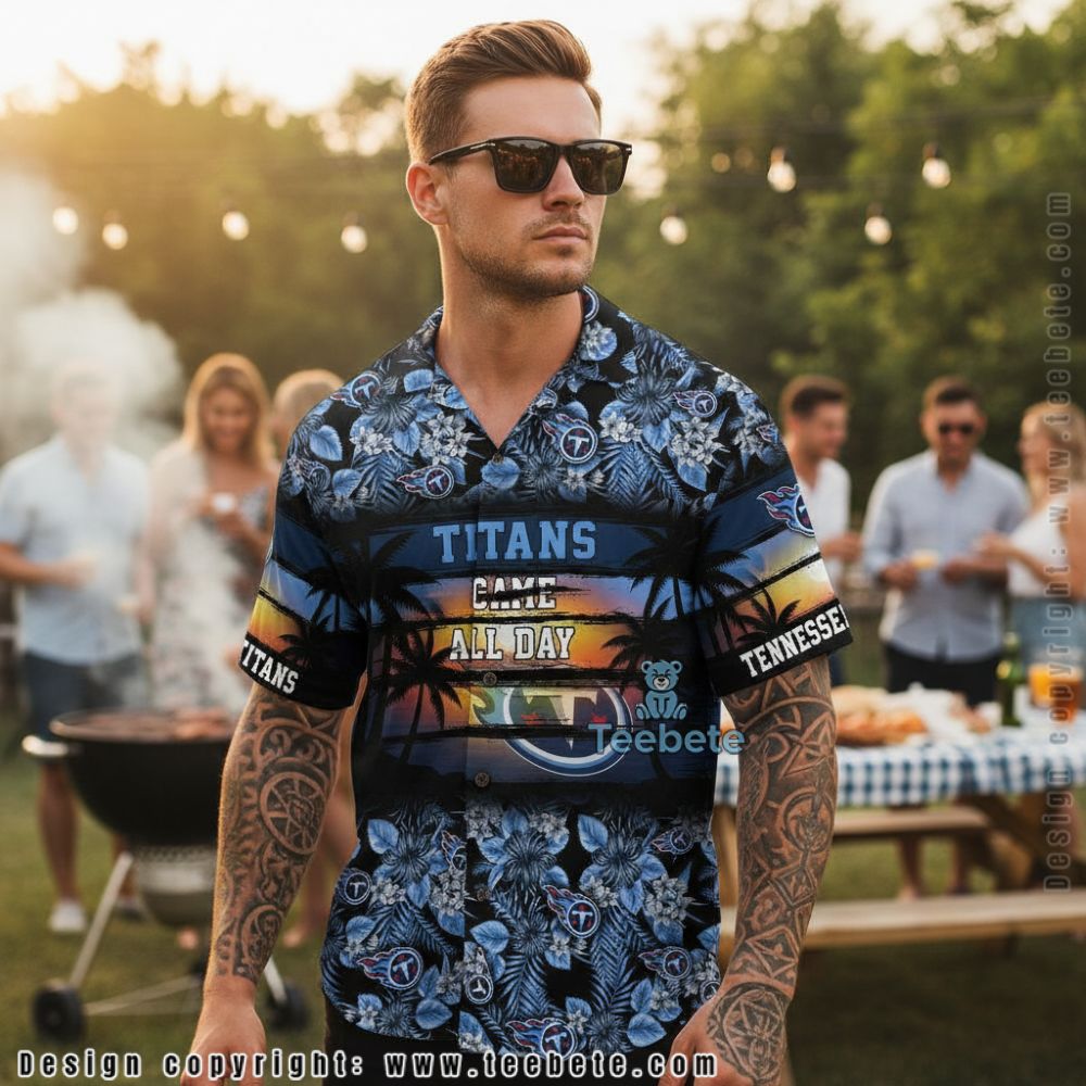 Personalized Tennessee Titans NFL Warrior Helmet Blue Floral Beach Shirt Personalized Tennessee Titans NFL Warrior Helmet Blue Floral Beach Shirt