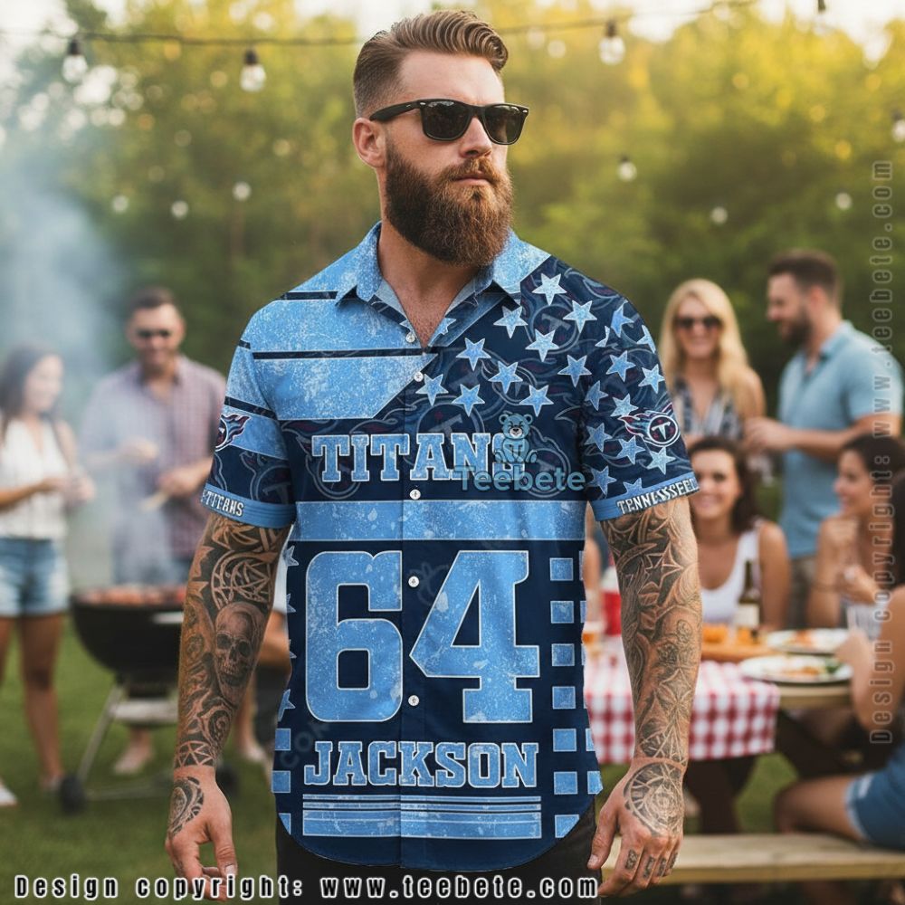 Tennessee Titans Custom Name Tropical Floral Navy White Hawaiian Shirt