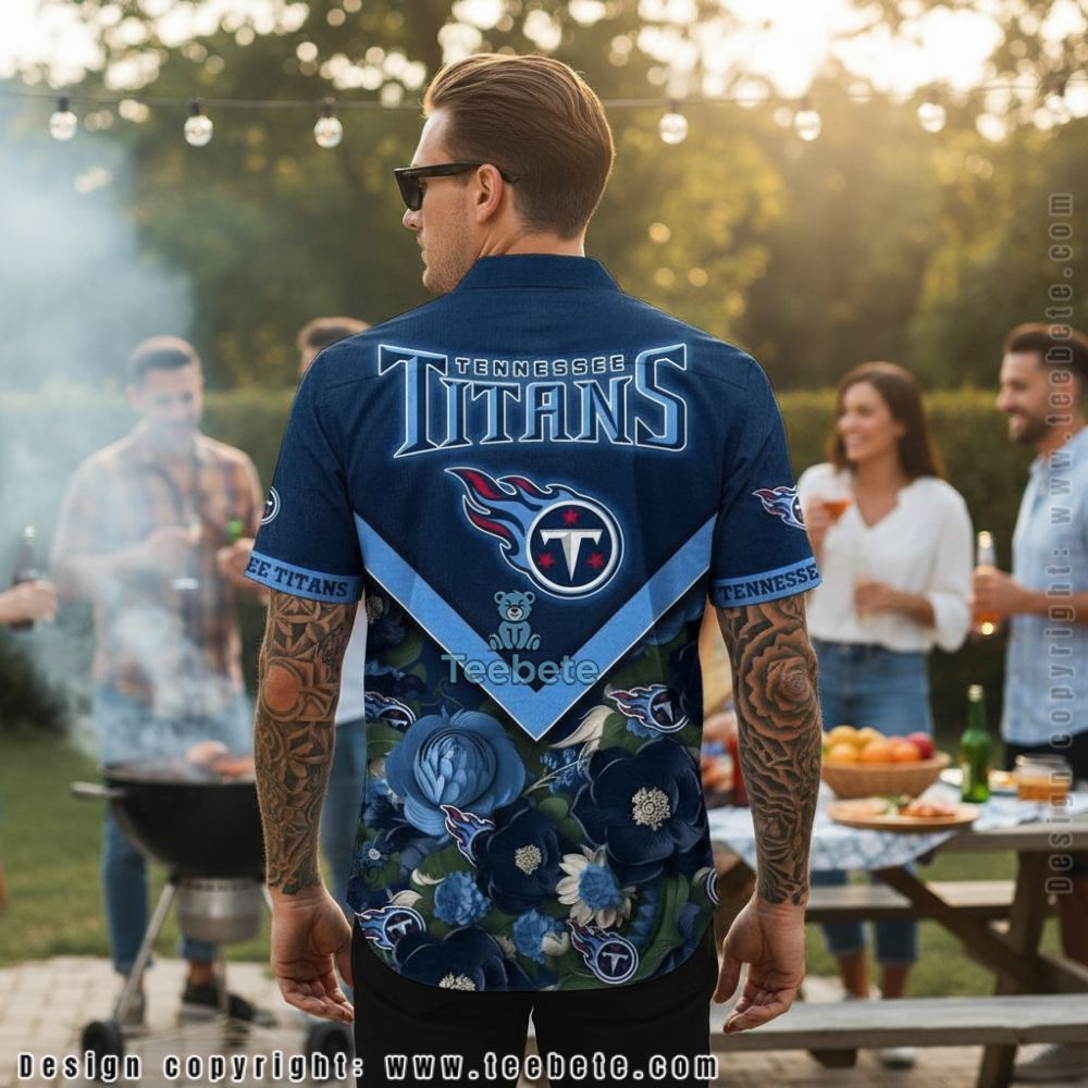 Tennessee Titans Floral V Neck Pattern Navy Summer Hawaiian Shirt Version 2 Tennessee Titans Floral V Neck Pattern Navy Summer Hawaiian Shirt Version 2