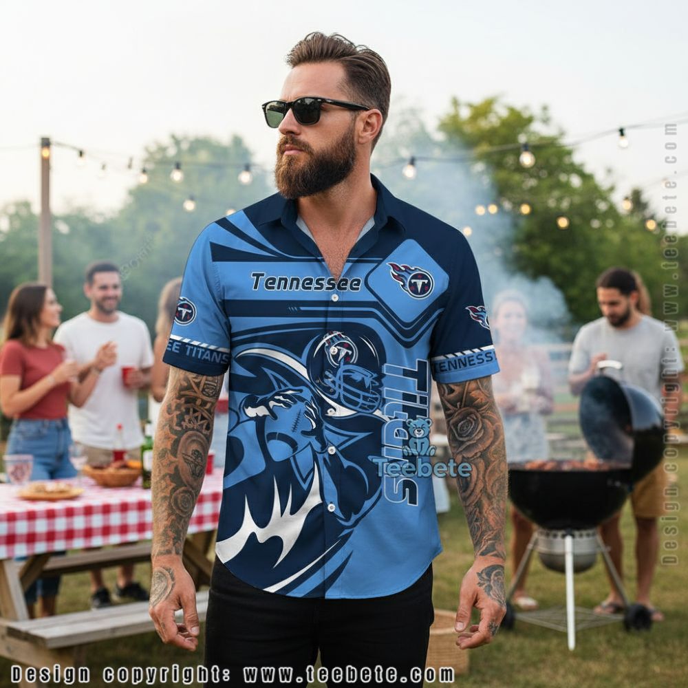 Tennessee Titans Navy Blue Performance Style Casual Aloha Shirt