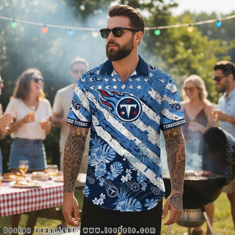 Tennessee Titans Patriotic Stars And Stripes Summer Aloha Shirt