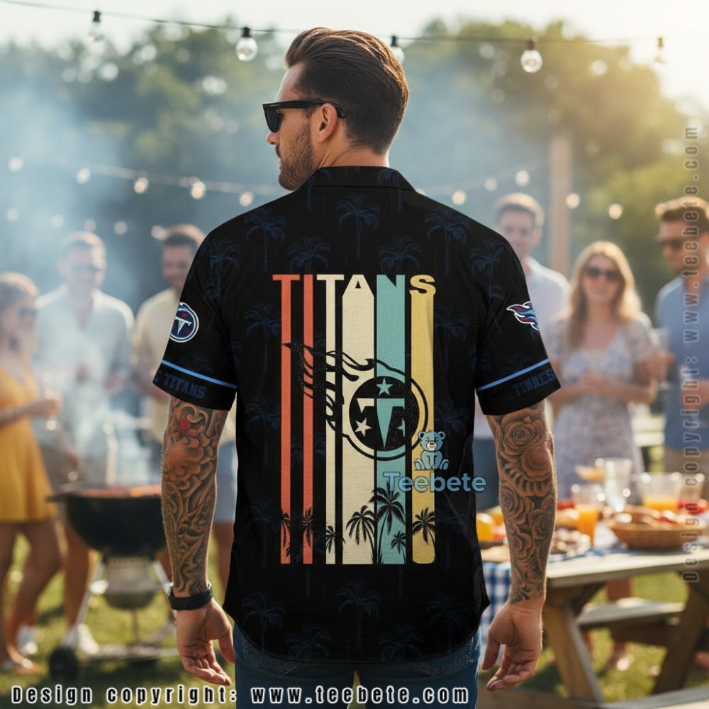 Tennessee Titans Retro Palm Tree Tropical Hawaiian Shirt Version 2 Tennessee Titans Retro Palm Tree Tropical Hawaiian Shirt Version 2