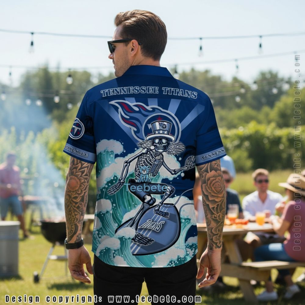 Tennessee Titans Surfing Skeleton Tropical Aloha Shirt Version 2 Tennessee Titans Surfing Skeleton Tropical Aloha Shirt Version 2