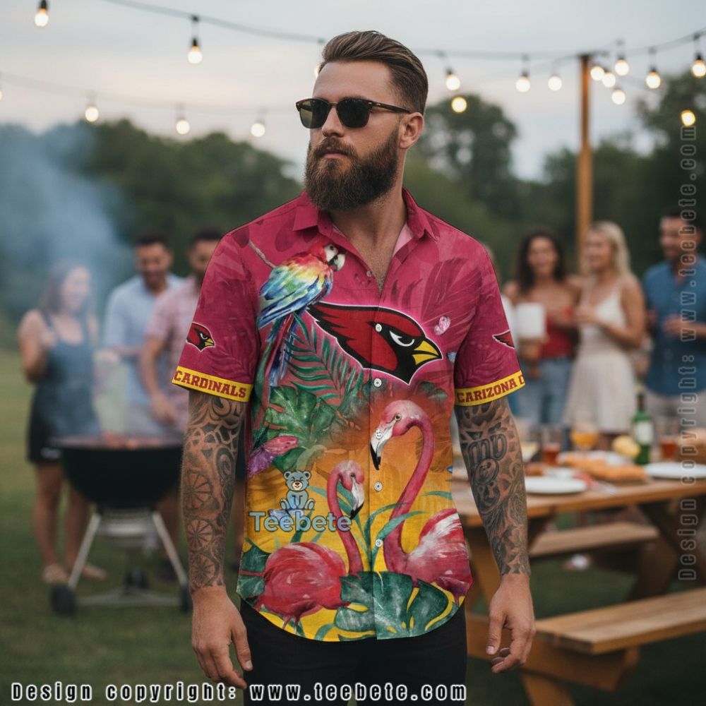 Arizona Cardinals Maroon and Gold Floral Hawaiian Shirt