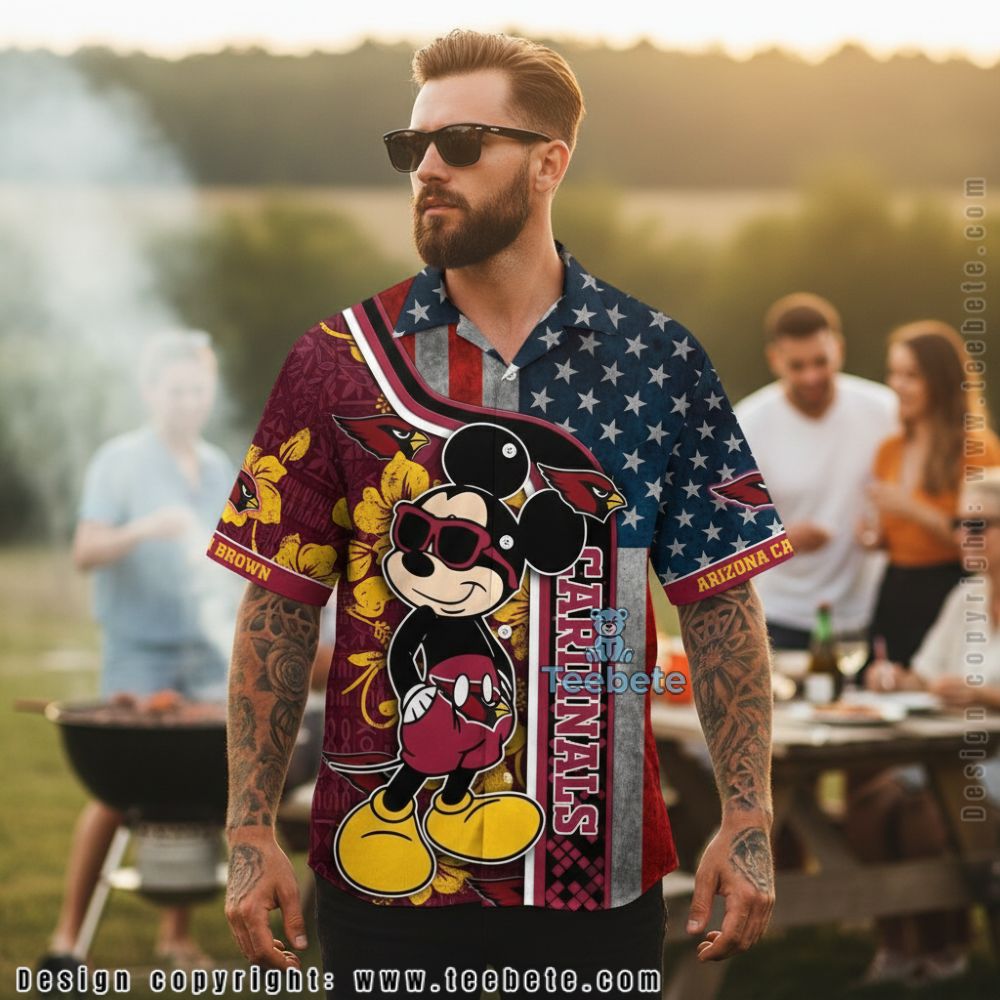 Personalized Arizona Cardinals Mascot Palm Tree Hawaiian Shirt