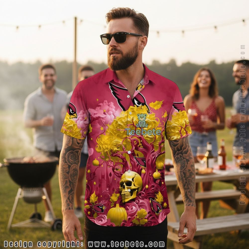 Arizona Cardinals Red and Gold Graphic Hawaiian Shirt