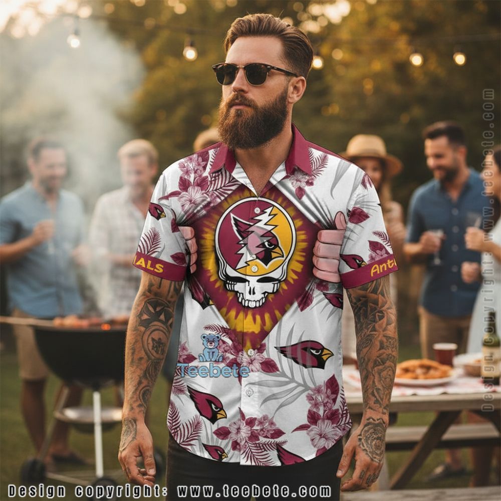Arizona Cardinals Steal Your Face Floral Pattern Hawaiian Shirt