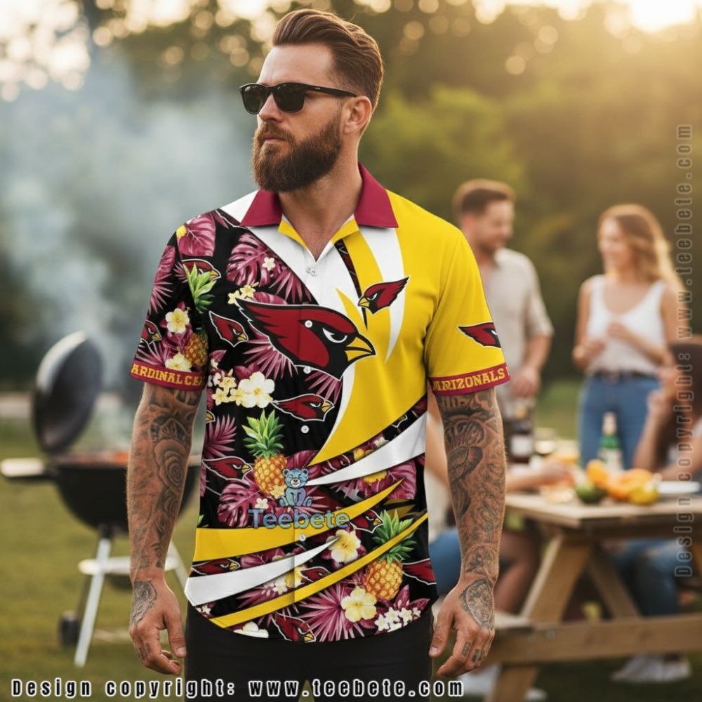 Arizona Cardinals Tropical Island Vacation Button Up Shirt