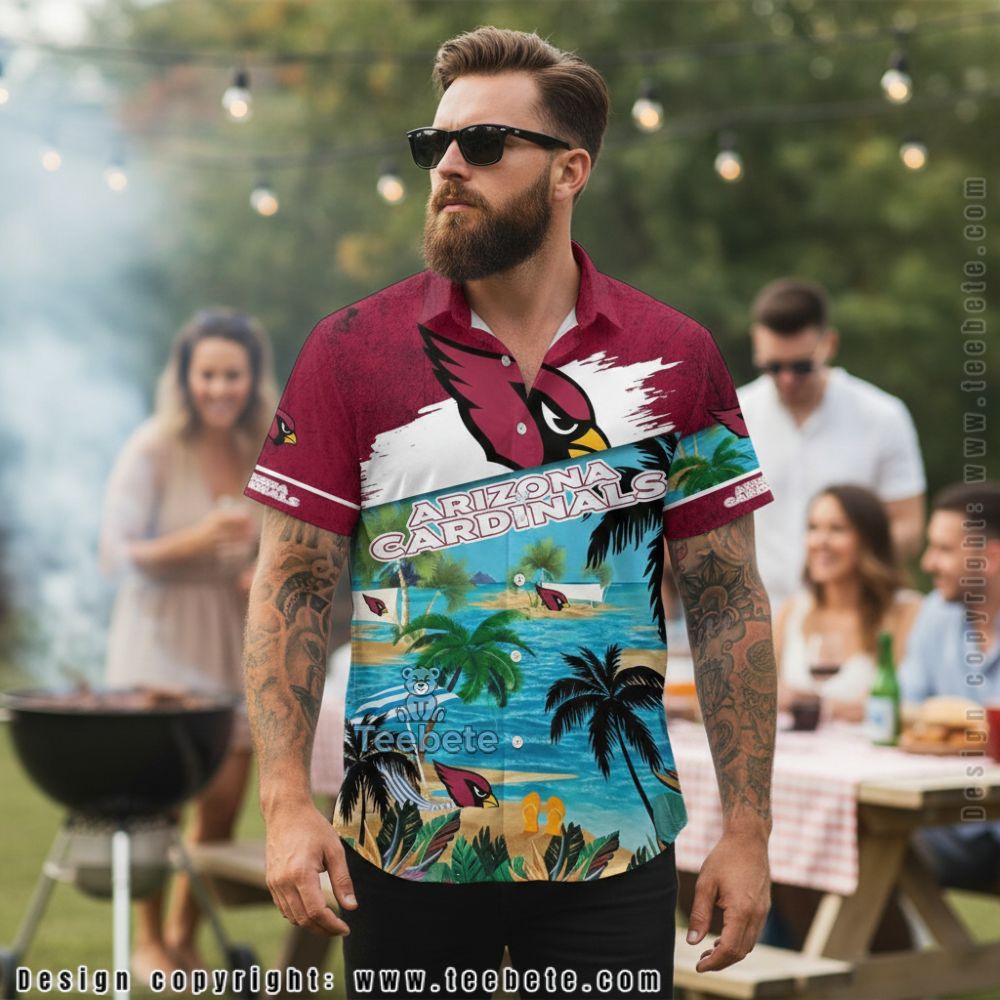 Arizona Cardinals V Neck Style Performance Button Up Shirt