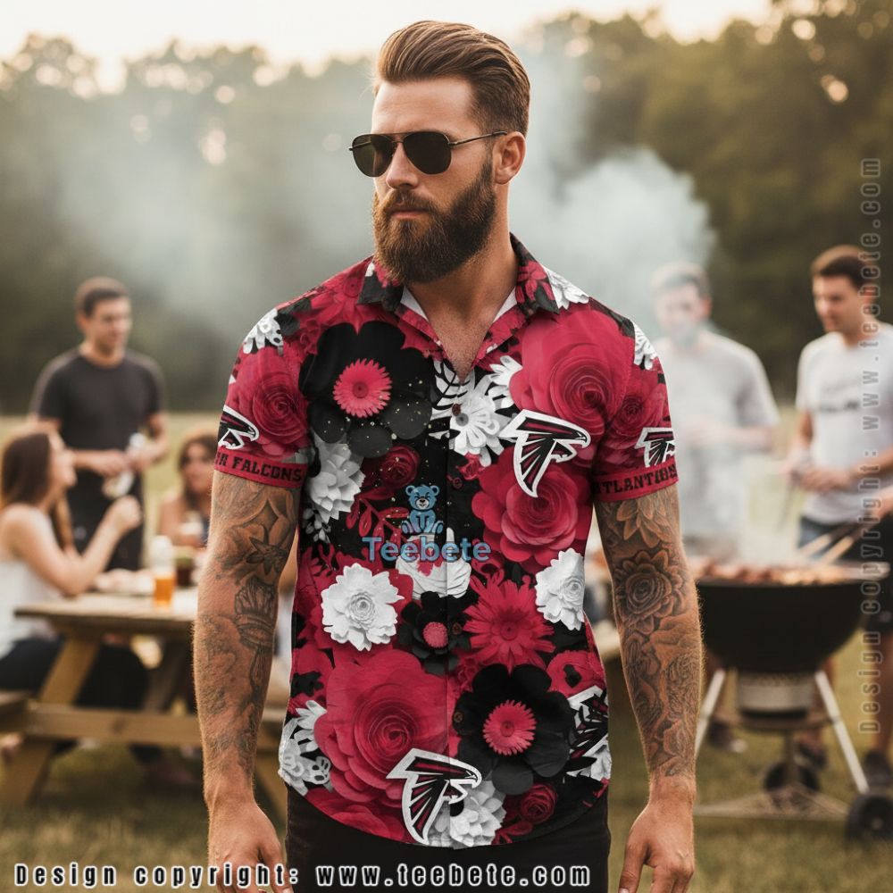 Atlanta Falcons Floral Rose Print Summer Hawaiian Shirt