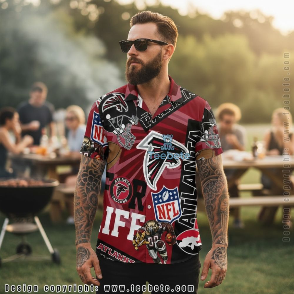 Atlanta Falcons Floral Rose Pattern Short Sleeve Hawaiian Shirt